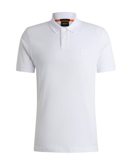 Boss White Boss By Logo Patch Slim-fit Polo Shirt for men