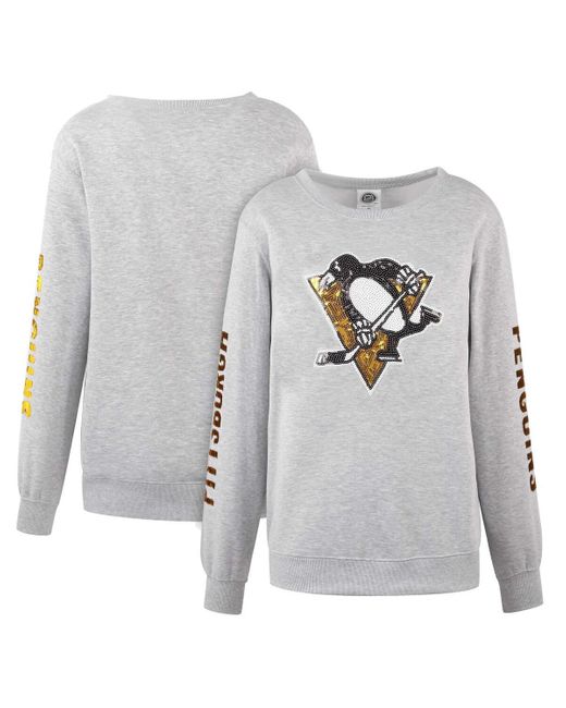 Cuce Gray Pittsburgh Penguins Sequin Pullover Sweatshirt