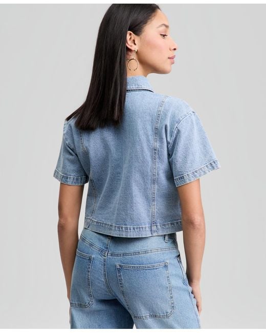 And Now This Blue Patchwork Denim Shirt