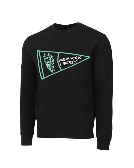 round21 Black And New York Liberty Pennant Crewneck Pullover Sweatshirt