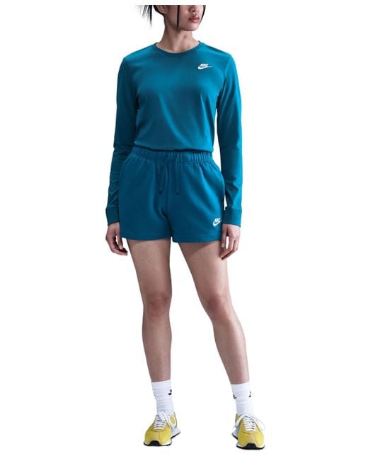 Nike Blue Sportswear Club Cotton Long-sleeve T-shirt