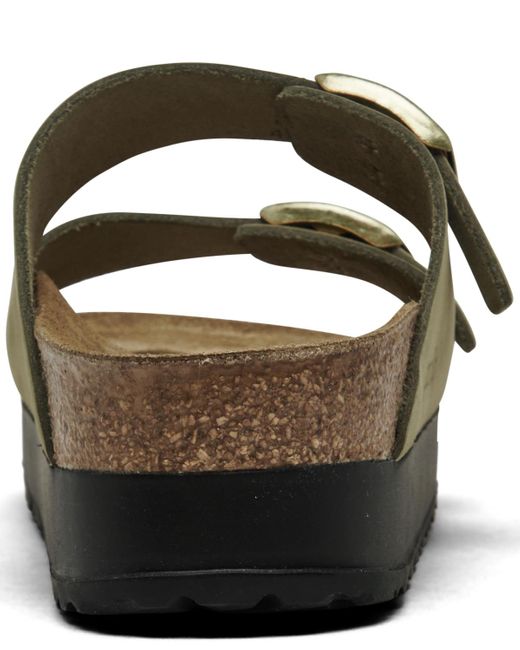 Birkenstock Brown Papillio By Arizona Flex Nubuck Leather Platform Sandals From Finish Line
