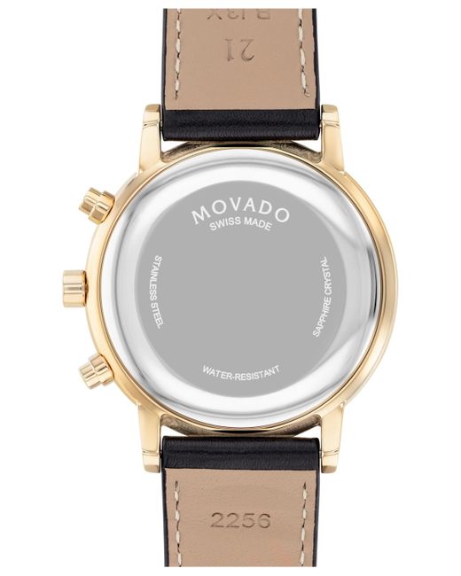 Movado Black Museum Classic Swiss Quartz Chronograph Leather Watch 42mm for men