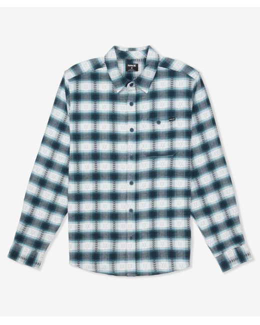 Hurley Blue Portland Stretch Flannel Long Sleeve Shirt for men