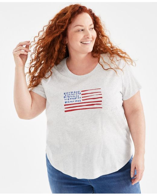 Style & Co. White Plus Size Graphic T-shirt