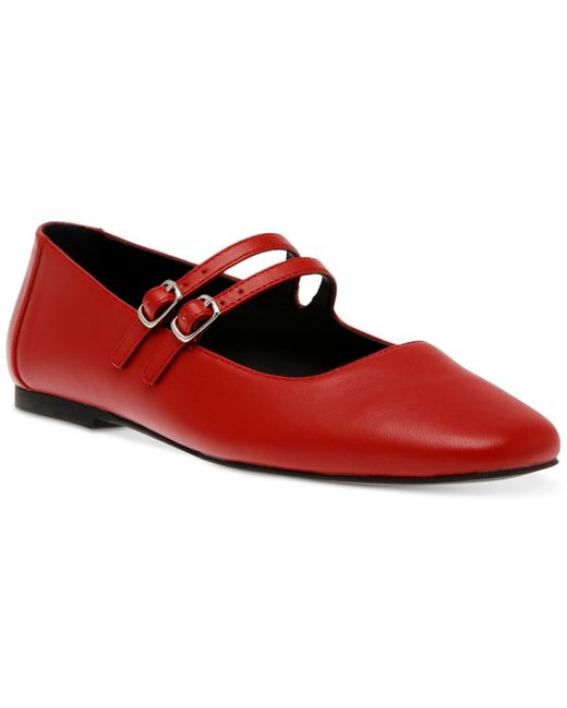Steve Madden Red Alisah Double-buckle Mary Jane Flats