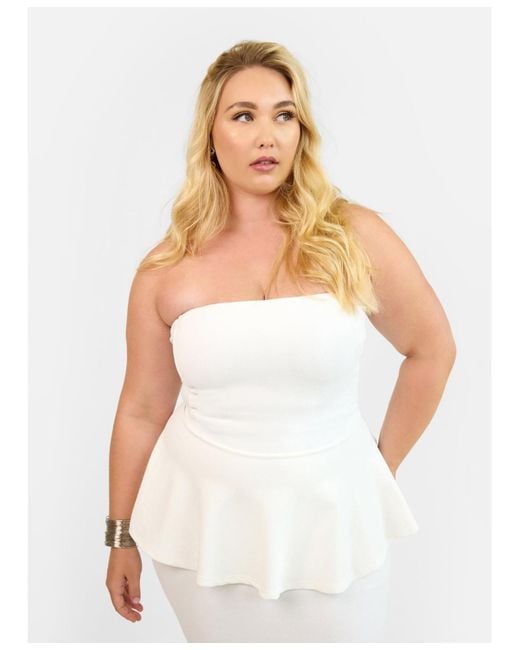 Rebdolls White Plus Size Peplum Top
