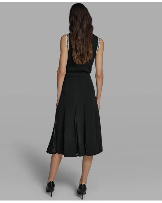 KARL LAGERFELD Lace Inset Maxi Skirt in Black | Lyst
