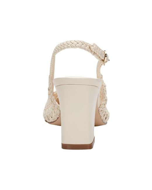 Marc Fisher Natural Zaiden Woven Block Heel Slingback Pumps