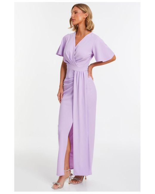 Quiz Purple Short Sleeve Wrap Maxi Dress