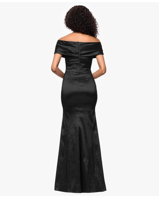 Betsy & Adam Black Petite Off-the-shoulder Dress