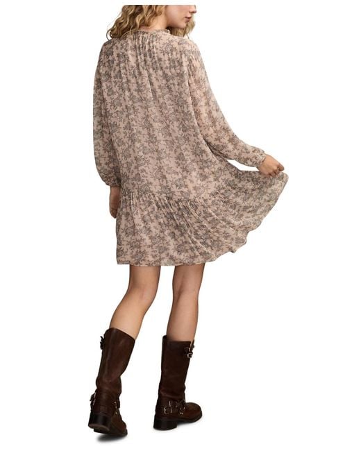 Lucky Brand Natural Dropped Waist Floral Mini Dress