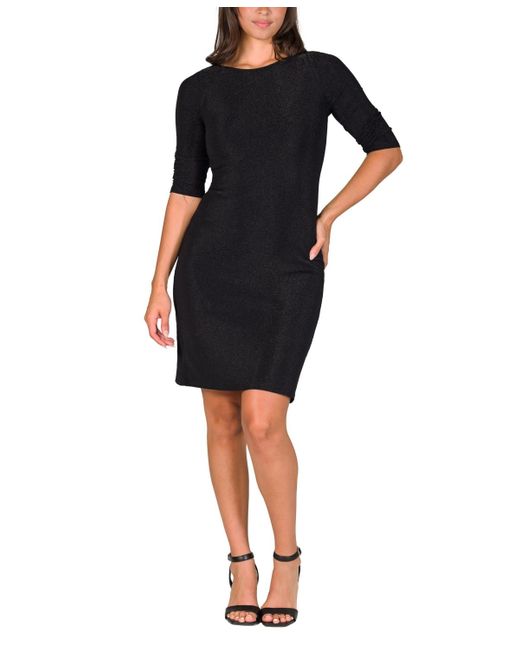 24seven Comfort Apparel Black Elbow Length Sleeve Bodycon Mini Party Dress
