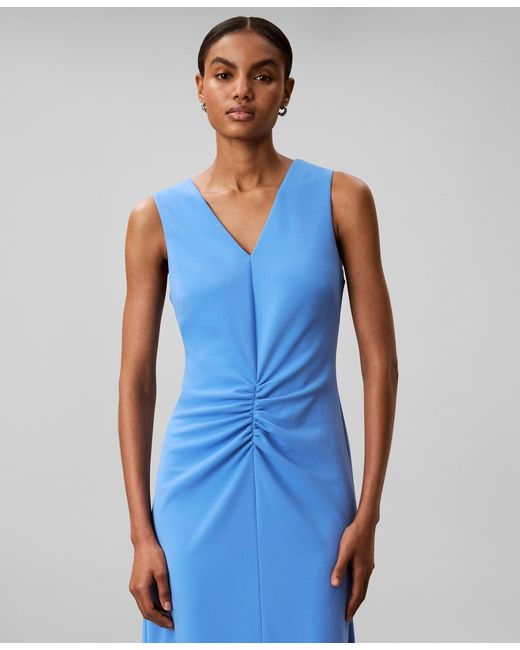 calvin klein blue sleeveless dress Calvin Klein Women's Sleeveless Sheath Dress with Starburst, Ultramarine Scuba, 2 at Amazon Women's Clothing store
