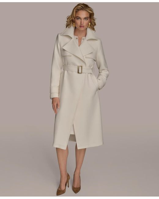 Donna Karan Brown Belted Notched-collar Trench Coat