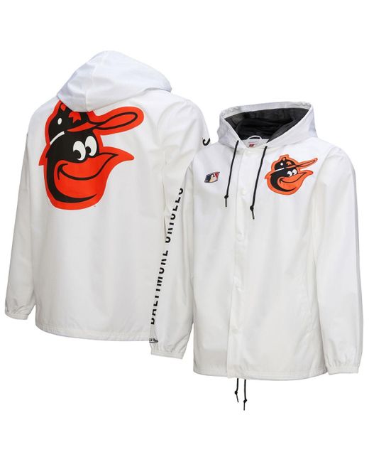 Mitchell & Ness White Baltimore Orioles Vintage Full-snap Hooded Coaches Jacket for men