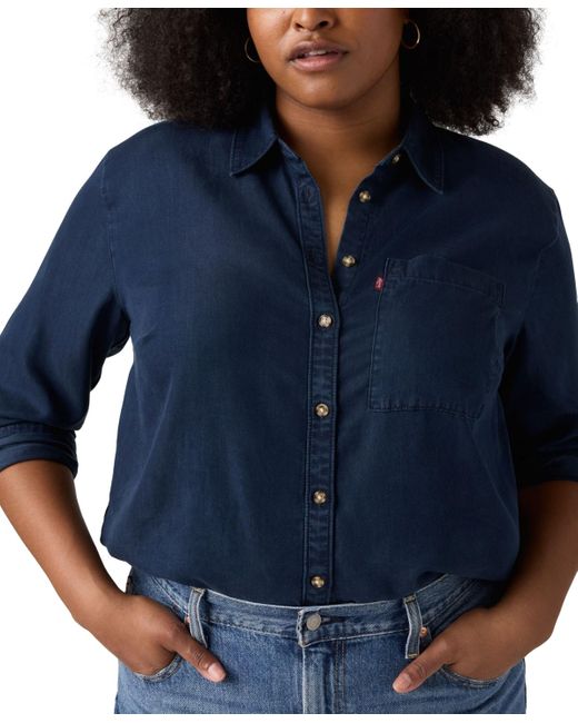 Levi's Blue Plus Size Darlene Button-front Shirt