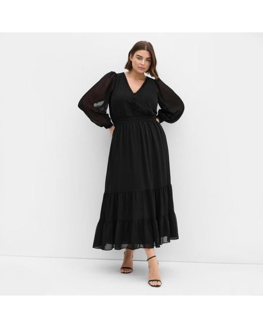 City Chic Women's Black Kianna Long Sleeve Maxi Dress