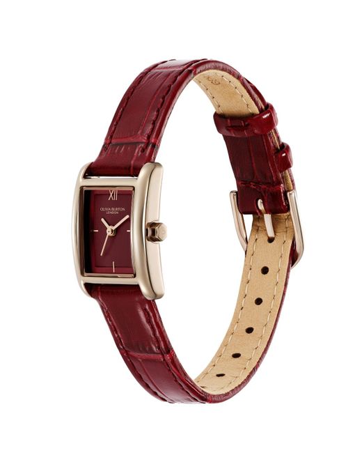 Olivia Burton Red Mini Grove Cherry Leather Calfskin Strap Watch