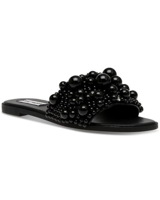 Steve Madden Black Knicky Embellished Slide Sandals