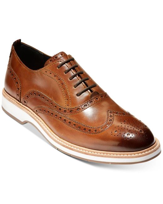 Wingtip Casual Shoes NEW Men Cole Haan Morrys Oxford Shoes Leather Plain Toe