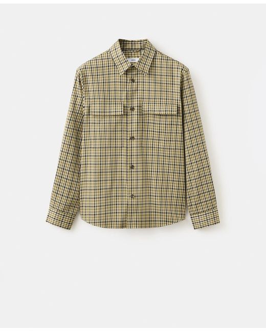 Mango Green Plaid Print Button Jacket for men