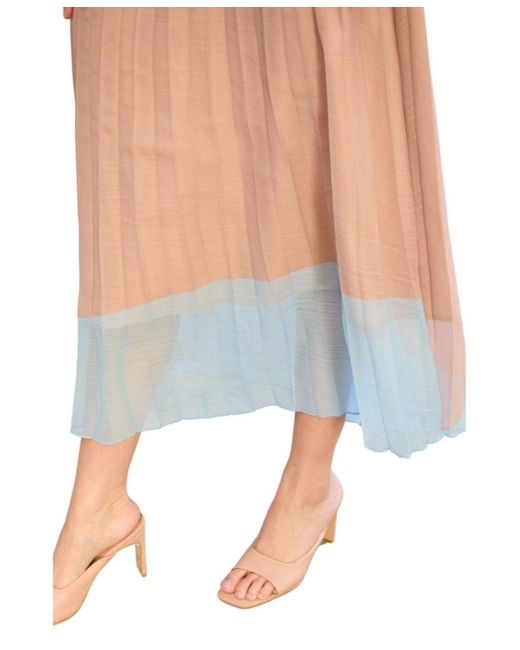 Lily and Lionel London Blue Ladbarn Color Block Pleated Maxi Skirt