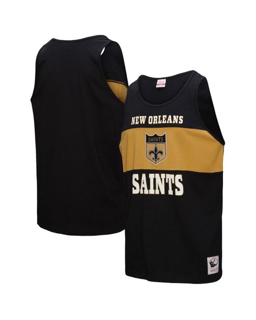 Mitchell & Ness Black New Orleans Saints Retro Color Block Tank Top for men