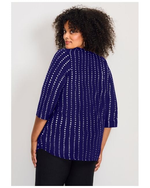 Avenue Blue Split-neck Foil Top