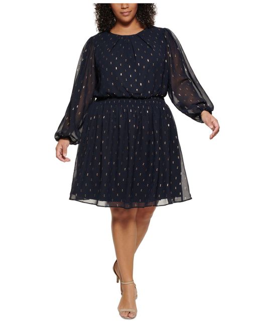 Jessica Howard Synthetic Plus Size Metallicprint Fit & Flare Dress in