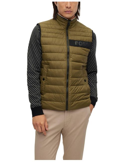 BOSS by HUGO BOSS Waterrepellent 3d Logo Tape Padded Gilet Jacket in