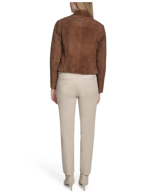 Cole Haan Brown Zip Front Suede Jacket