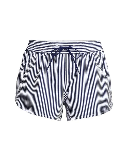 Lands' End Blue Plus Size 3" Packable Cover-up Swim Shorts