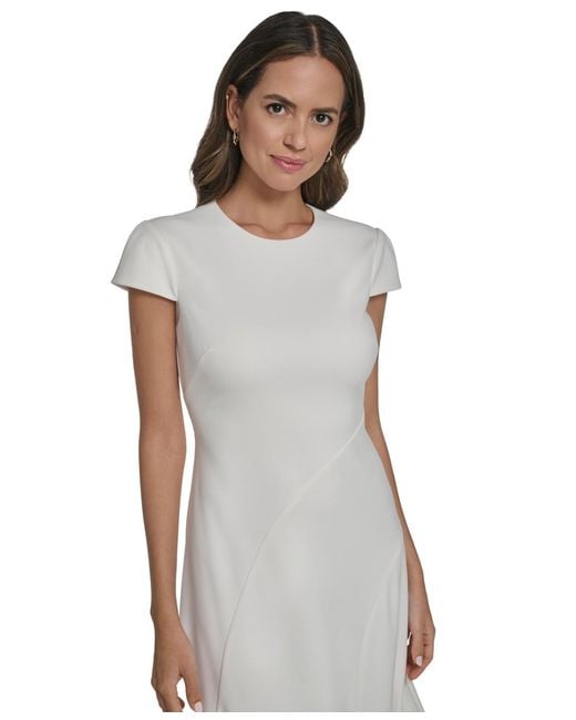 white scuba midi dress Women's Uri A-line Halter Neck Ribbed Scuba Midi Dress S/M/L White MEAN BLVD Customize / White