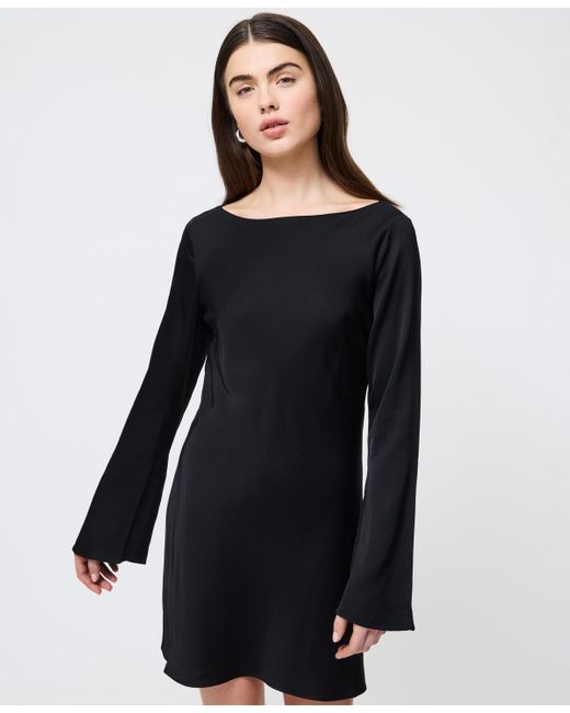 knee length dresses for ladies Ennis Satin Long Sleeve, Mini Dress