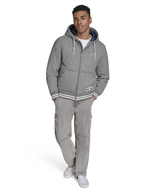 Champion Gray Wool Blend Quilted Jacket for men