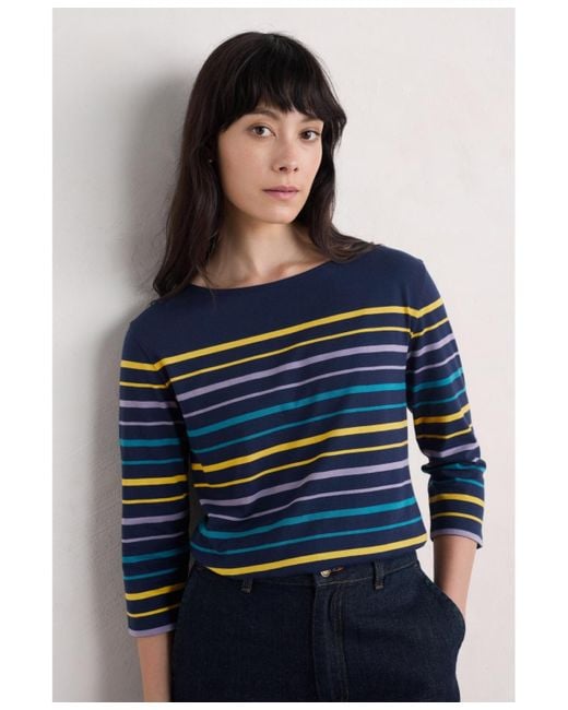 Seasalt Cornwall Blue Sailor Quarter Sleeve Top