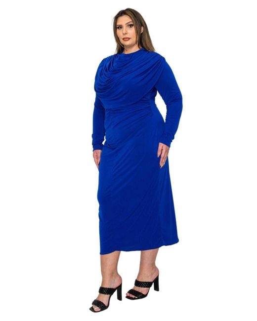L I V D Blue Plus Size Aurora Ruffled Bodycon Dress