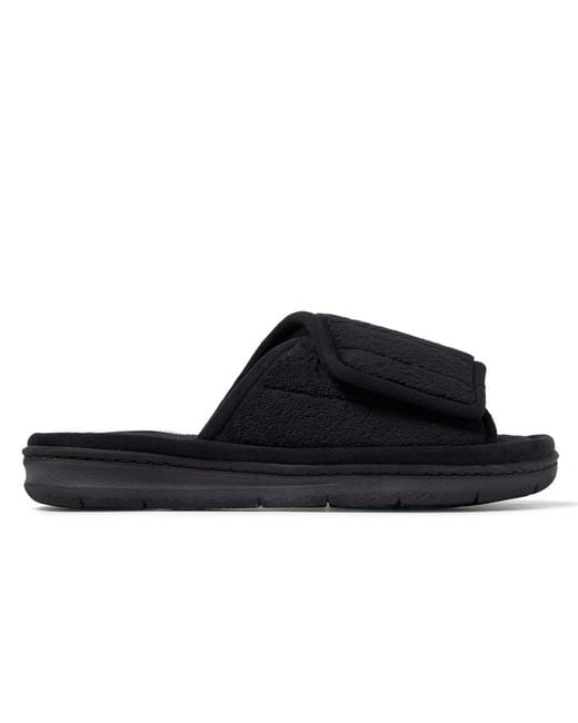Dearfoams Black Mickey Terry Adjustable Slides