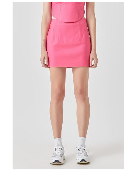 Grey Lab Pink Top Stitched Mini Skirt