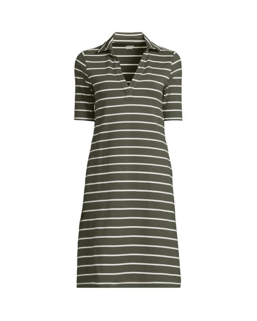 Lands' End Green Starfish Elbow Sleeve Polo Dress