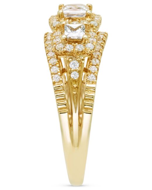 Macy's Metallic Diamond Princess & Round Three Stone Engagement Ring (1 Ct. T.w.