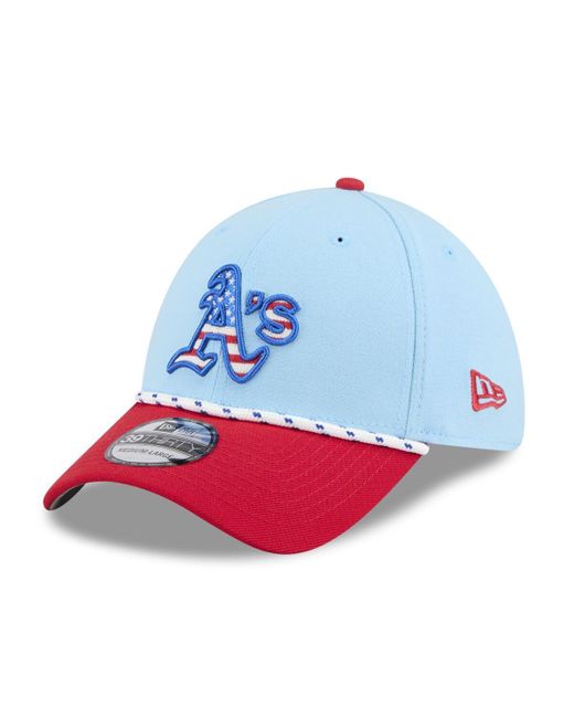 KTZ Light Blue/red Athletics 2025 Fourth Of July 39thirty Flex Hat for men
