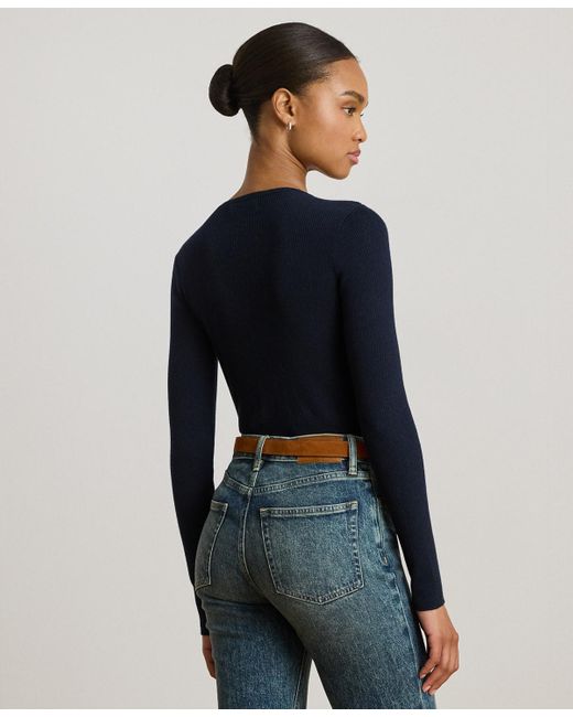 Ralph Lauren Blue Petite Crew Neck Sweater