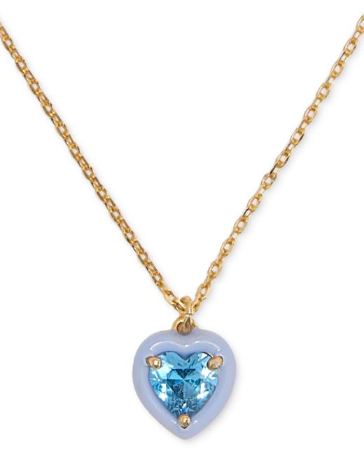 Kate Spade Blue Cubic Zirconia Heart Halo Pendant Necklace