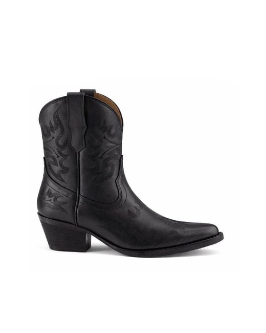 Forastero Black Western Leather Booties