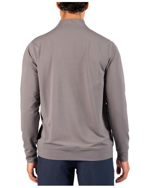 Tailorbyrd Gray Micro Grid Performance Quarter Zip for men