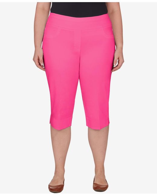 Ruby Rd Pink Plus Size Pull-on Tech Clam digger Capri Pants