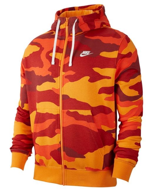Apariencia Premisa Propiedad Nike Nsw Club Fleece Camo Full-zip Hoodie in Orange for Men | Lyst