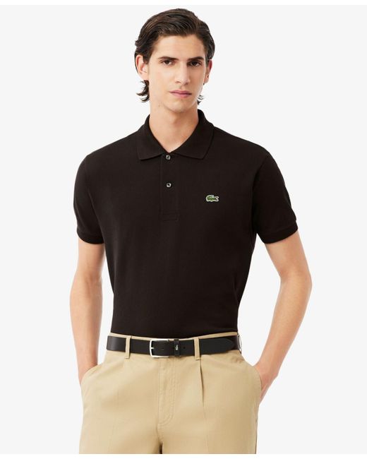 Lacoste Black Classic Fit Short Sleeve Polo Shirt for men